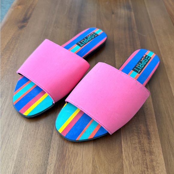 Esprit Vintage Vibrant Pink Striped Sandals - Picture 9 of 9